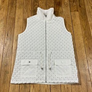 Weekends by Chico's White Quilted Embellished Vest‎ Women's Size 2